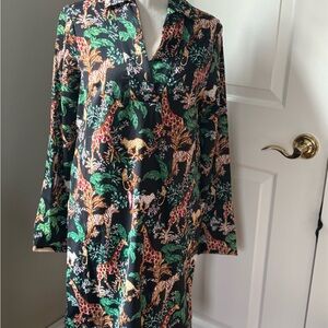Lilly Pulitzer Black and Green Jungle Print Dress